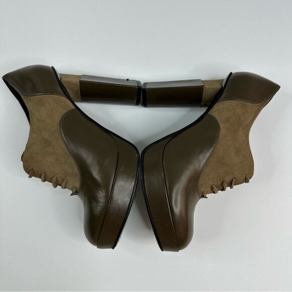 Fendi Women’s Brown Designer Suede Leather Oxford‎ Luxury Ankle Boot EU 37.5 - Picture 7 of 14